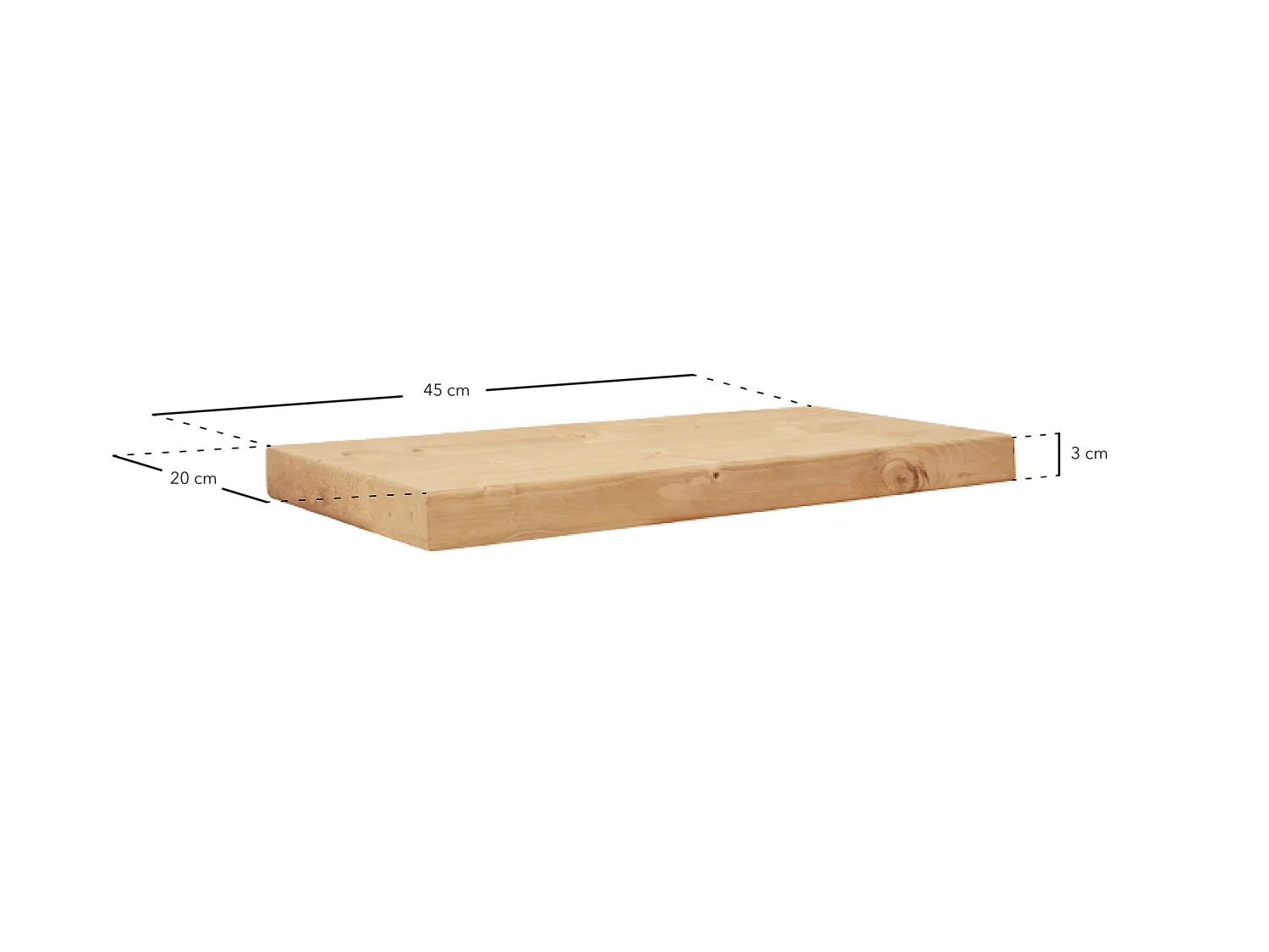 Comodino in legno massello in tono marrone chiaro 45x3,2cm - HAK - DECOWOOD