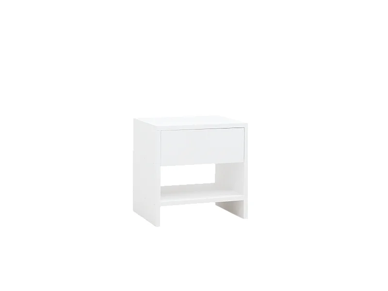 Mesita de noche de madera de abeto Decowood con cajón y balda en color blanco de 40x40cm - MARTINA - DECOWOOD