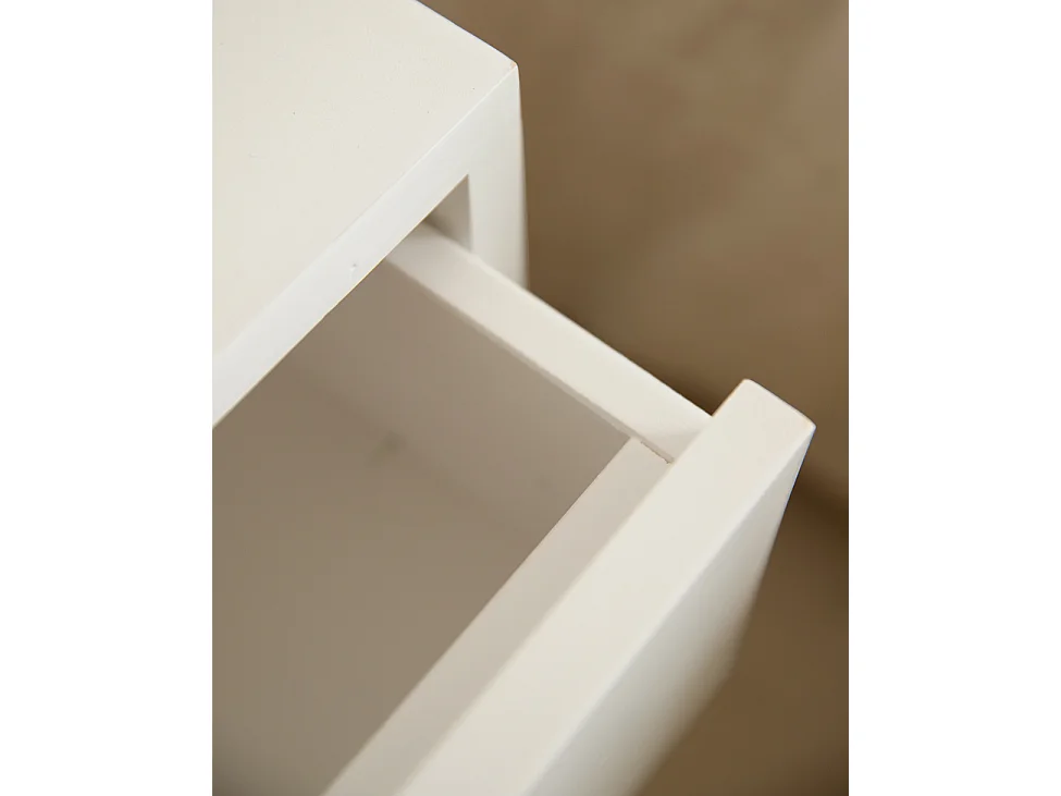 Table de chevet en bois de sapin avec un tiroir blanc 40x40cm - MARTINA - DECOWOOD