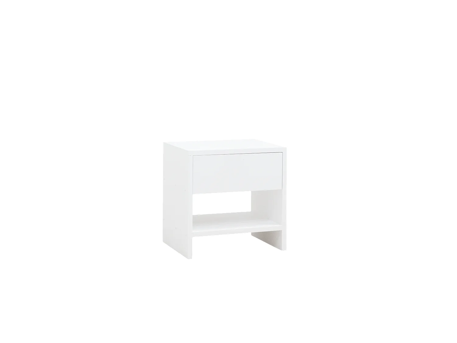 Mesita de noche de madera de abeto Decowood con cajón y balda en color blanco de 40x40cm - MARTINA - DECOWOOD