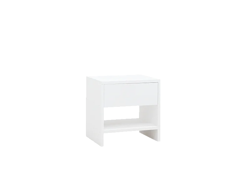Comodino 1 cassetto in legno massello in tono bianco 40x40cm - MARTINA - DECOWOOD