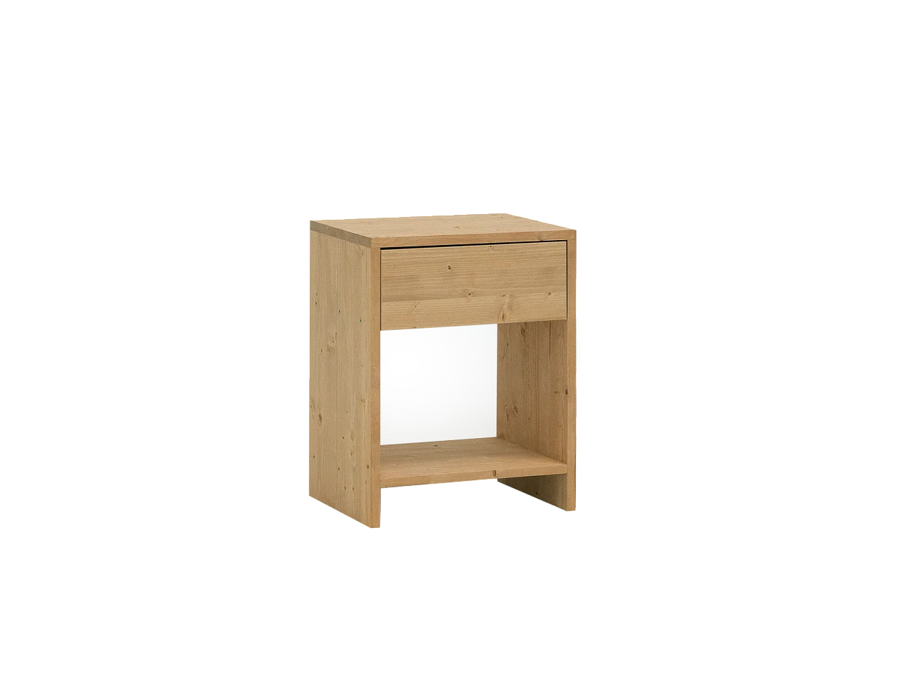 Table de chevet en bois de sapin avec un tiroir marron 40x40cm - MARTINA - DECOWOOD