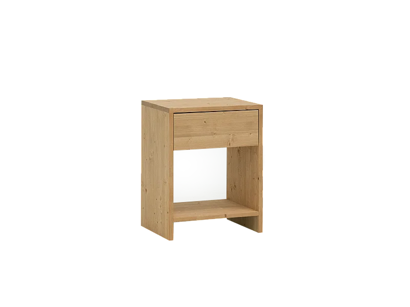 Mesita de noche de madera de abeto Decowood con cajón y balda en color roble medio de 40x40cm - MARTINA - DECOWOOD