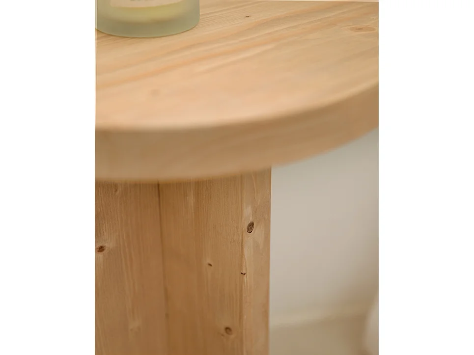 Mesita de noche redonda de madera de abeto Decowood en color roble medio de 45x35cm - TOKYO - DECOWOOD
