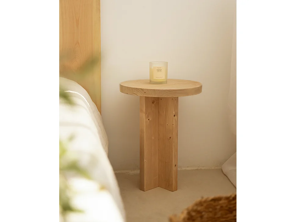 Table de chevet en bois de sapin marron 45x35cm - TOKYO - DECOWOOD