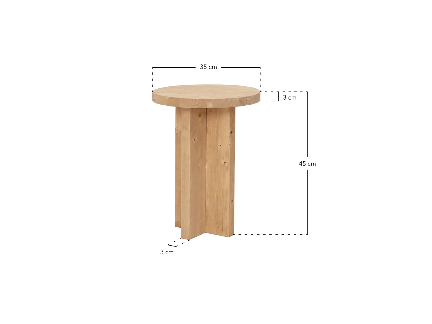 Table de chevet en bois de sapin marron 45x35cm - TOKYO - DECOWOOD