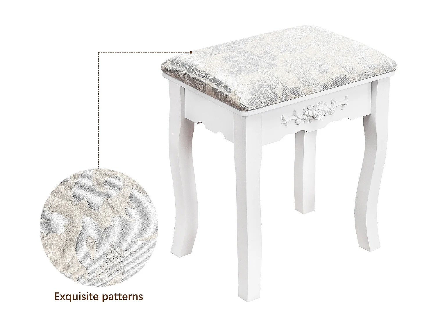 Coiffeuse moderne avec miroir, tabouret et 5 tiroirs - coiffeuse commode - blanc - 79,5 x 40 x 140 cm
