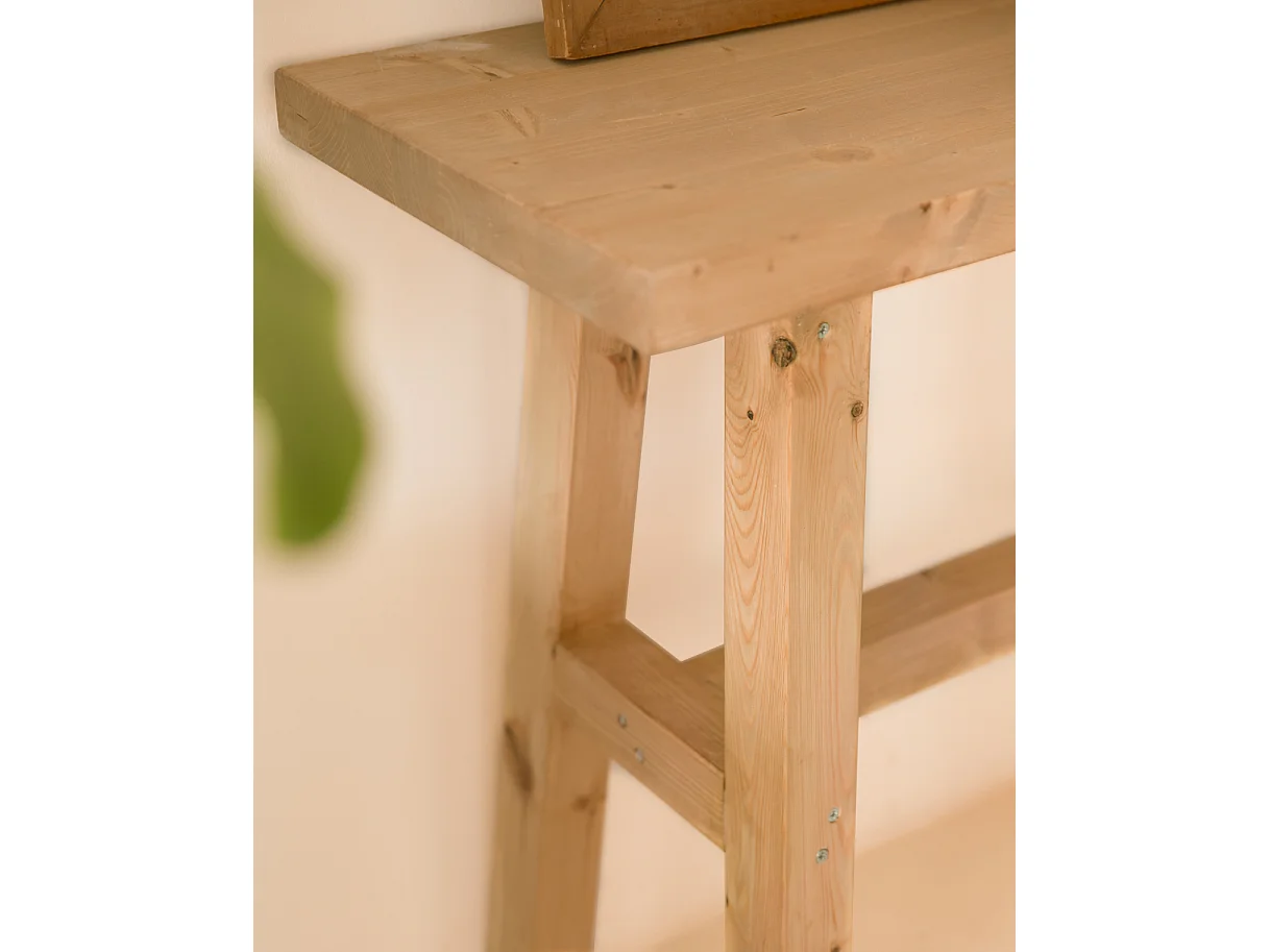 Consolle in legno massello in tono marrone chiaro 100x80cm - BATÁN - DECOWOOD