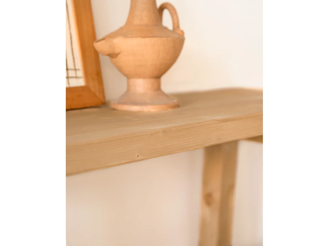 Consolle in legno massello in tono marrone chiaro 100x80cm - BATÁN - DECOWOOD