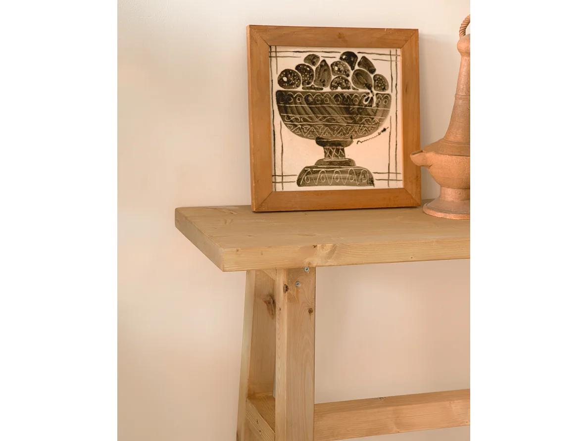 Consolle in legno massello in tono marrone chiaro 100x80cm - BATÁN - DECOWOOD