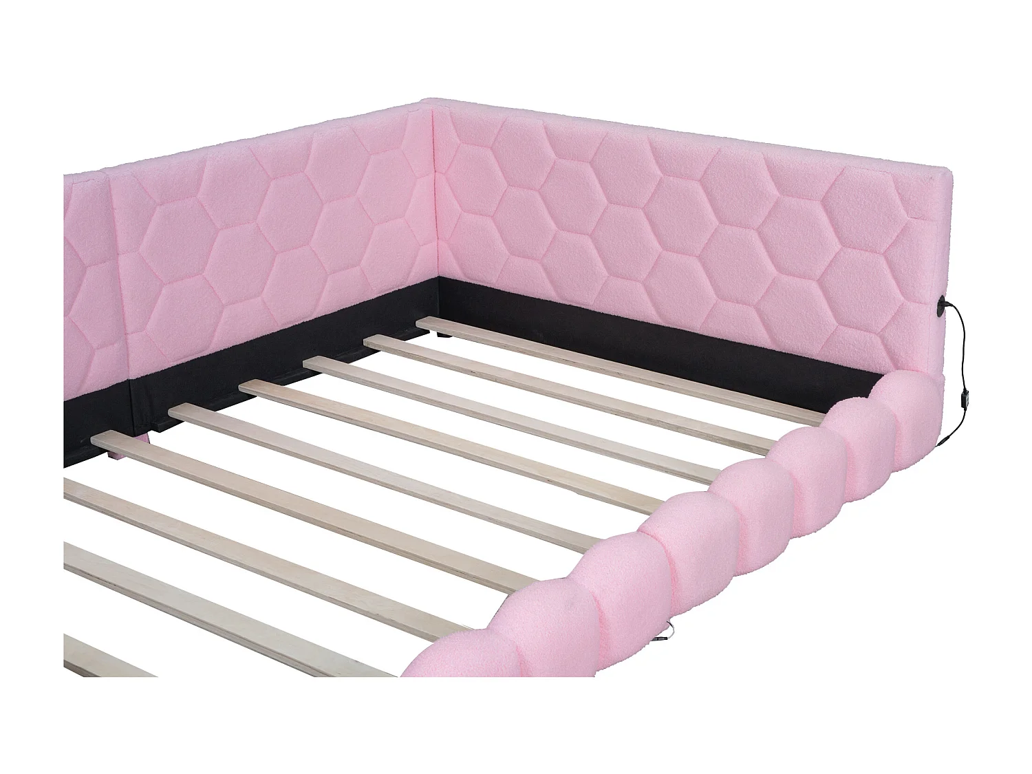 Lit double 140x200cm - Canapé convertible avec lumière d'ambiance 16 couleurs, port USB - Peluche - Rose