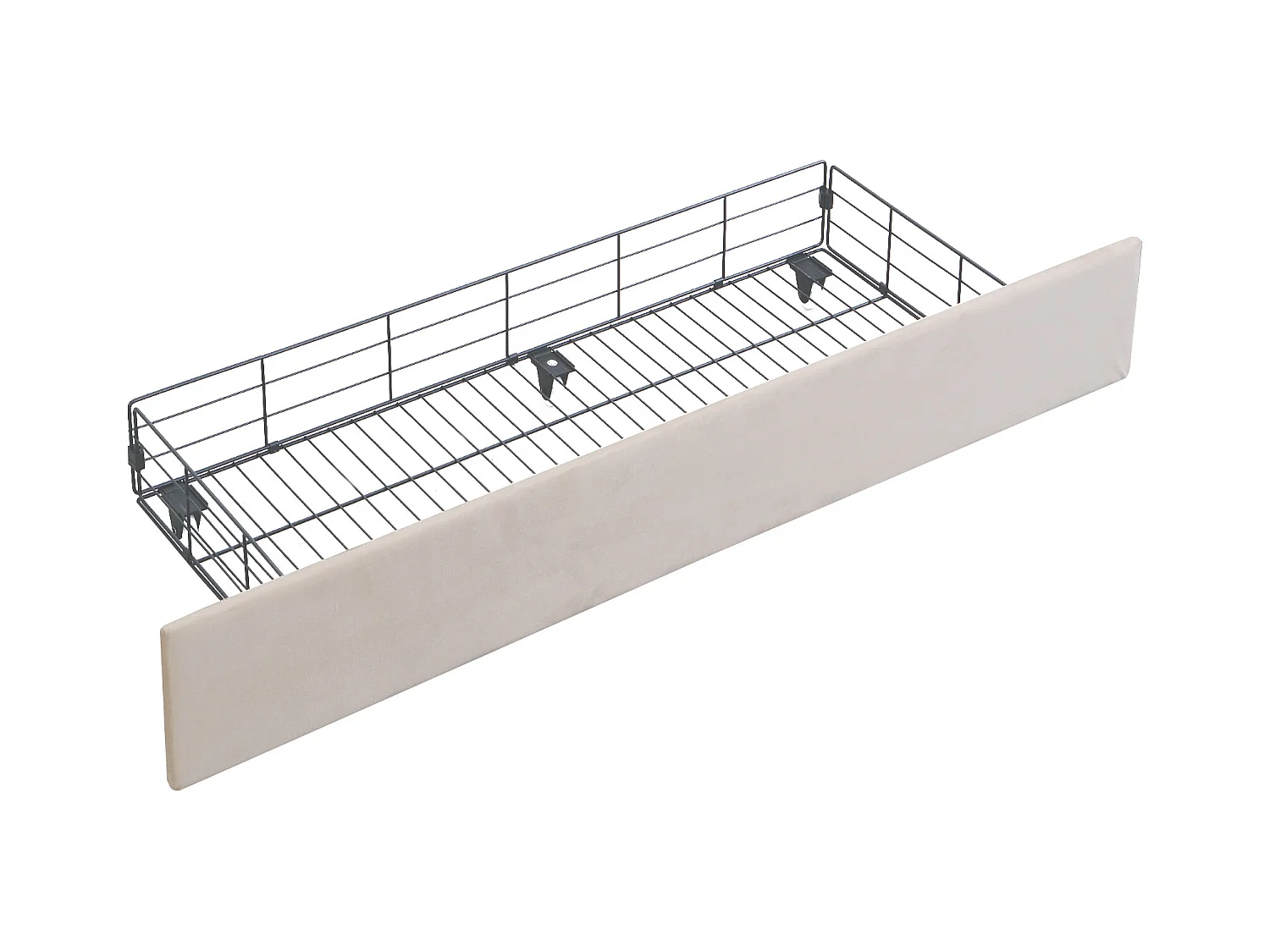 Doppelbett 160x200 cm - Jugendbett mit Lichtleiste und USB-Buchse - mit großer Schublad - Samtstoff - Beige