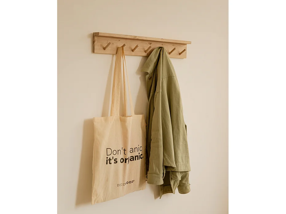 Colgador de pared de madera maciza en tono roble medio de 61x9,5cm - KATE - DECOWOOD