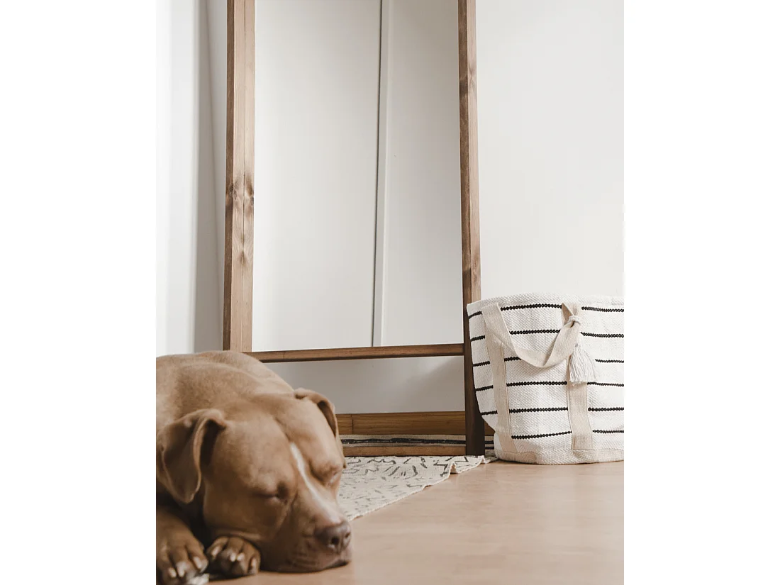 Espejo de madera maciza tono roble oscuro de 160x80cm - WALLS - DECOWOOD