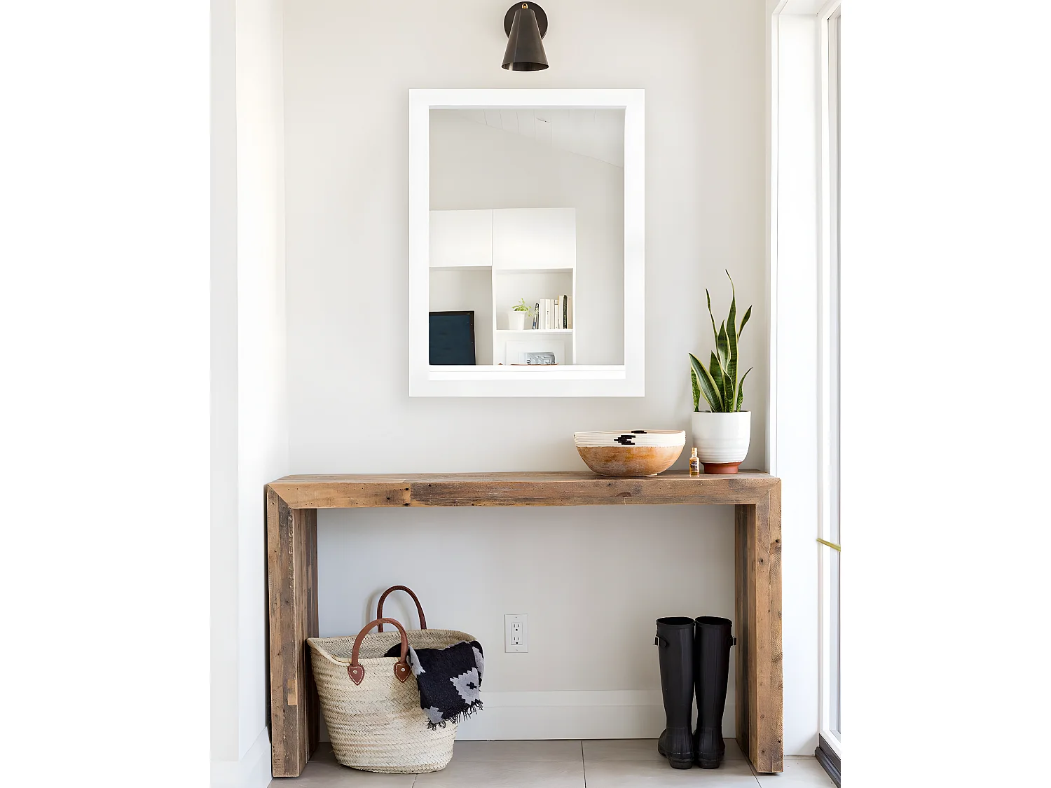 Espejo de madera color blanco de 49x149cm - EIRA BOLD - DECOWOOD