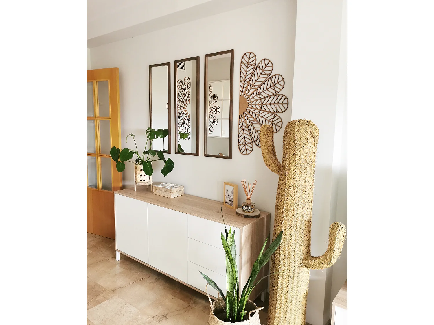 Set de 3 miroirs en bois 30x90cm