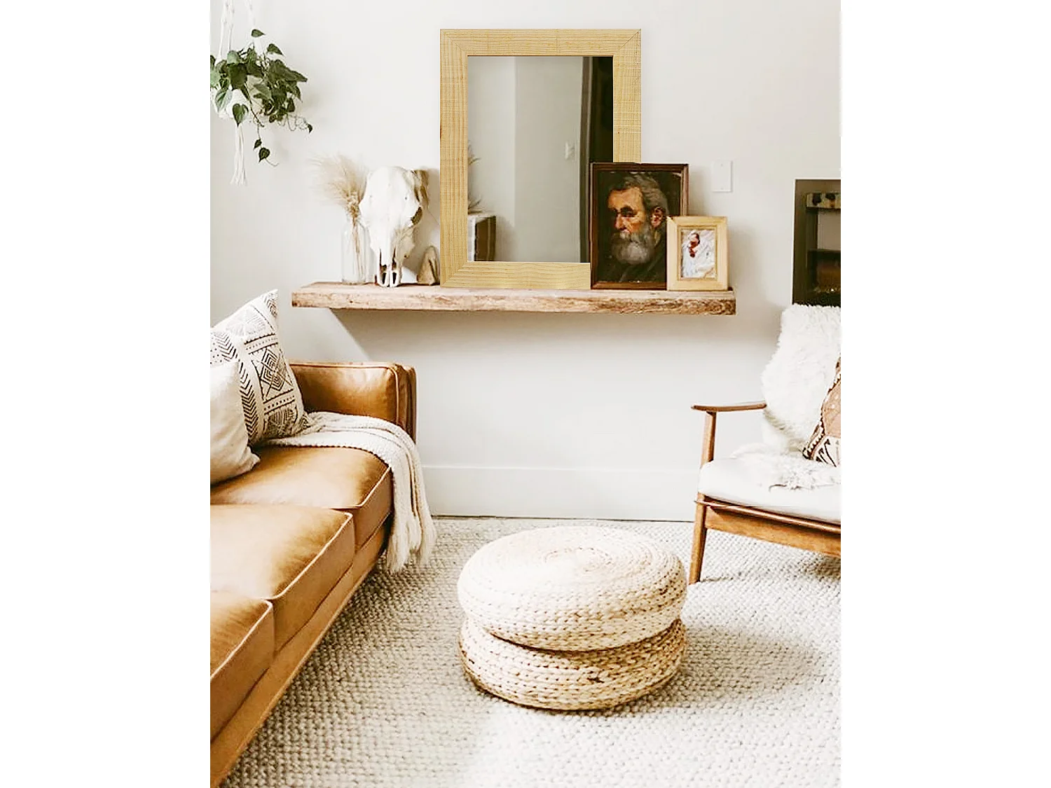 Espejo de madera maciza tono natural de 66x86cm - PINAL - DECOWOOD