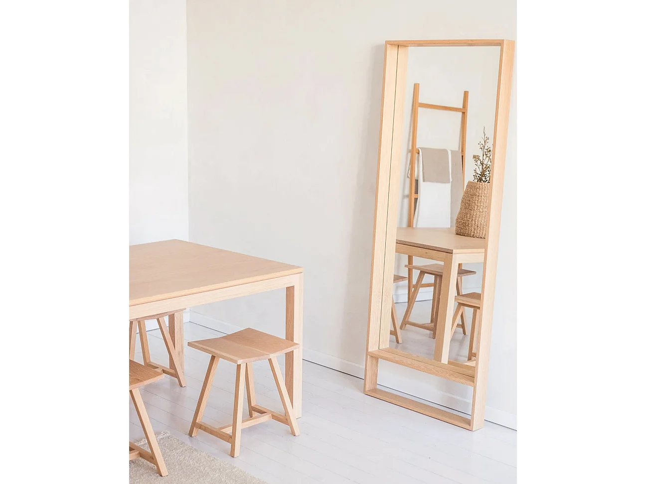 Miroir en bois couleur naturel 60x160cm