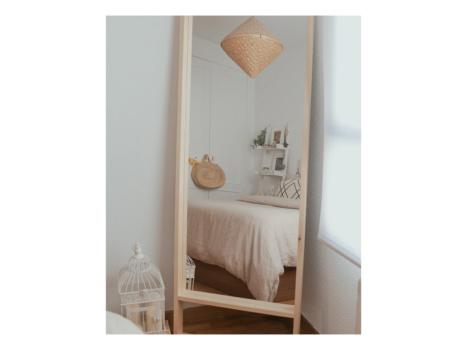 Miroir en bois couleur naturel 60x160cm