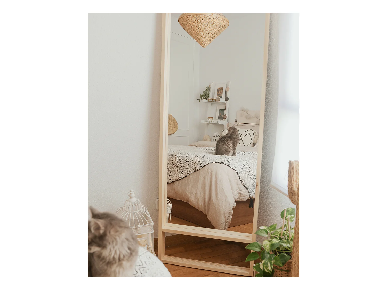 Miroir en bois couleur naturel 60x160cm