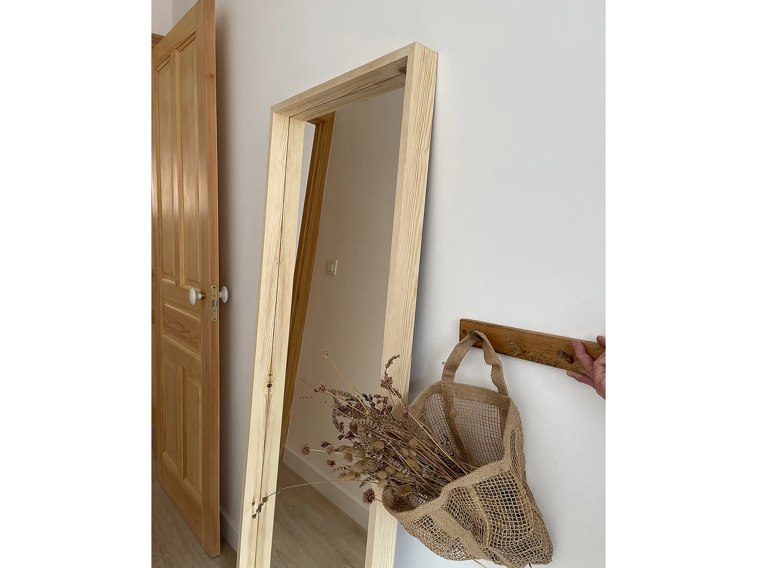 Espejo de madera maciza tono natural de 160x80cm - WALLS - DECOWOOD