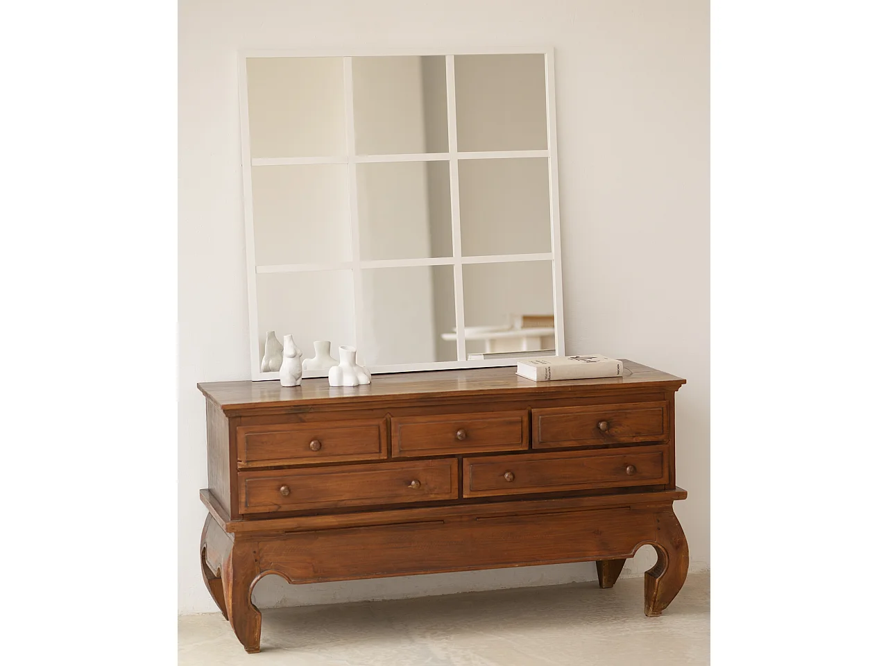 Miroir de fenêtre de couleur blanc 90x90cm