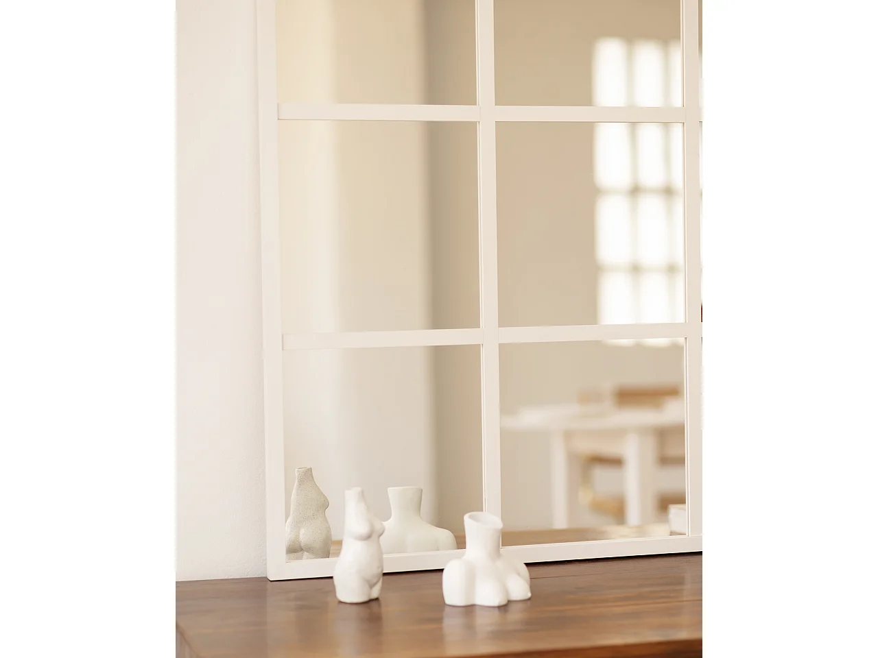 Miroir de fenêtre de couleur blanc 90x90cm