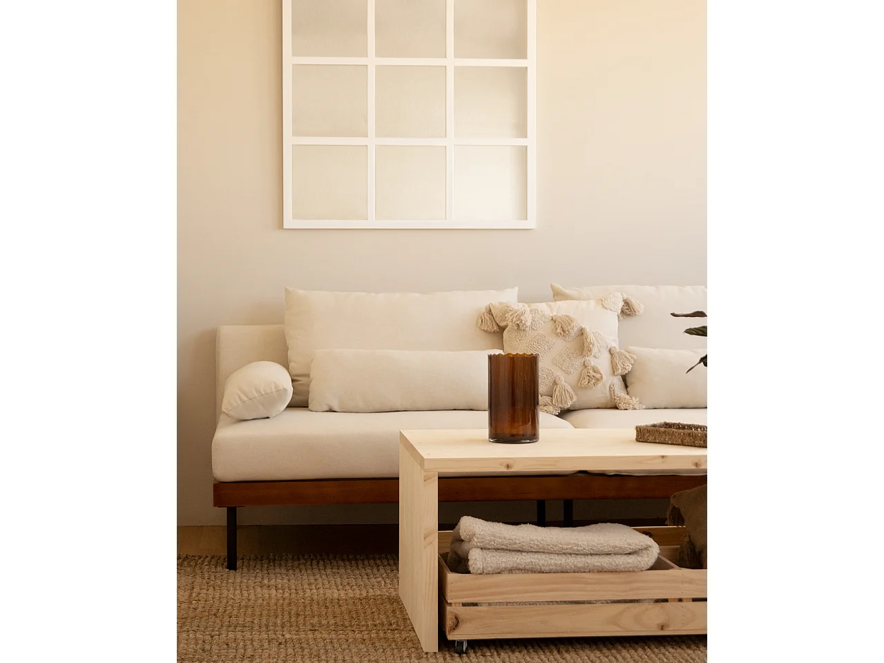 Miroir de fenêtre de couleur blanc 90x90cm