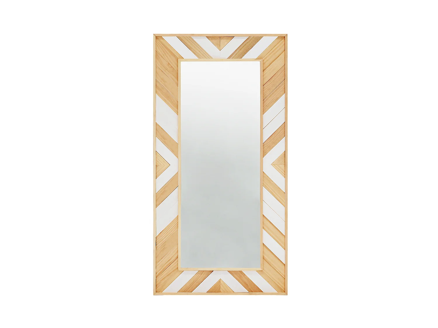Espejo de madera maciza en tono natural y blanco de 163x84cm - ZAZOO - DECOWOOD
