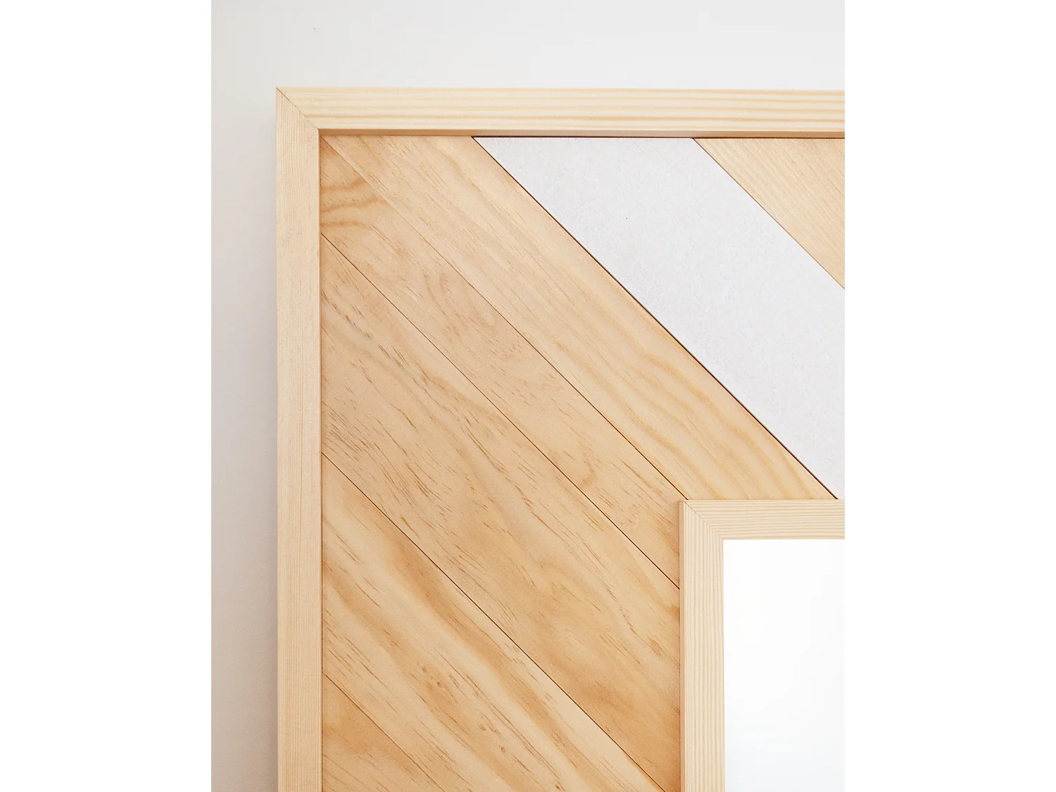 Espejo de madera maciza en tono natural y blanco de 163x84cm - ZAZOO - DECOWOOD