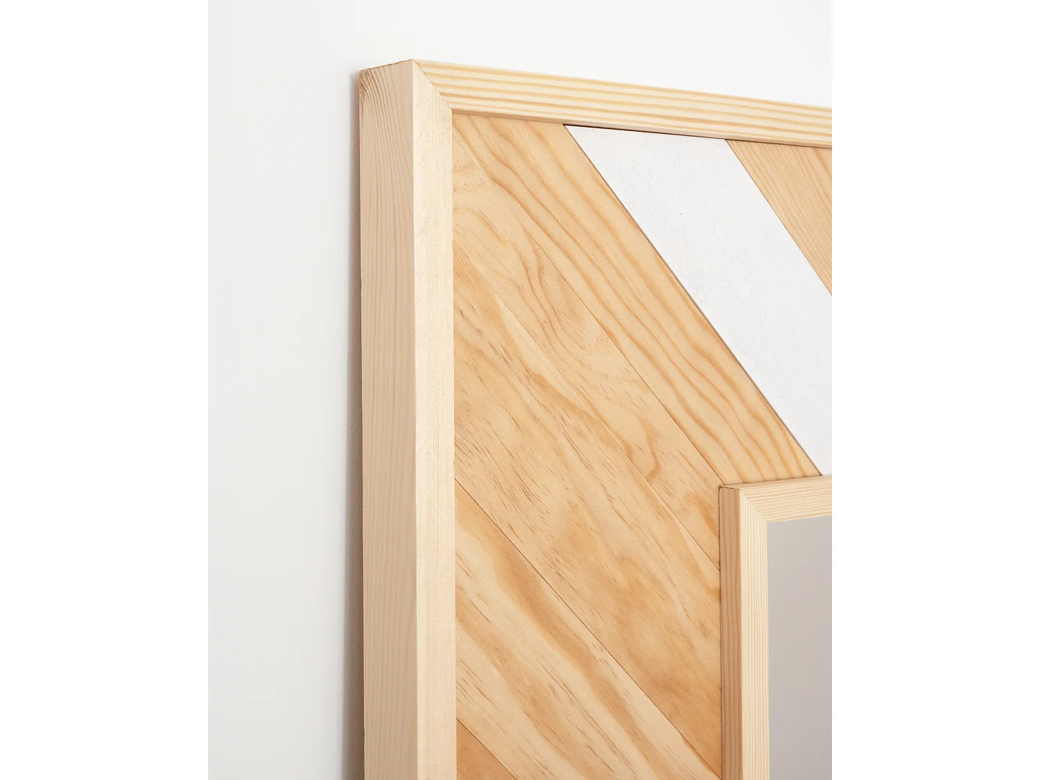 Espejo de madera maciza en tono natural y blanco de 163x84cm - ZAZOO - DECOWOOD