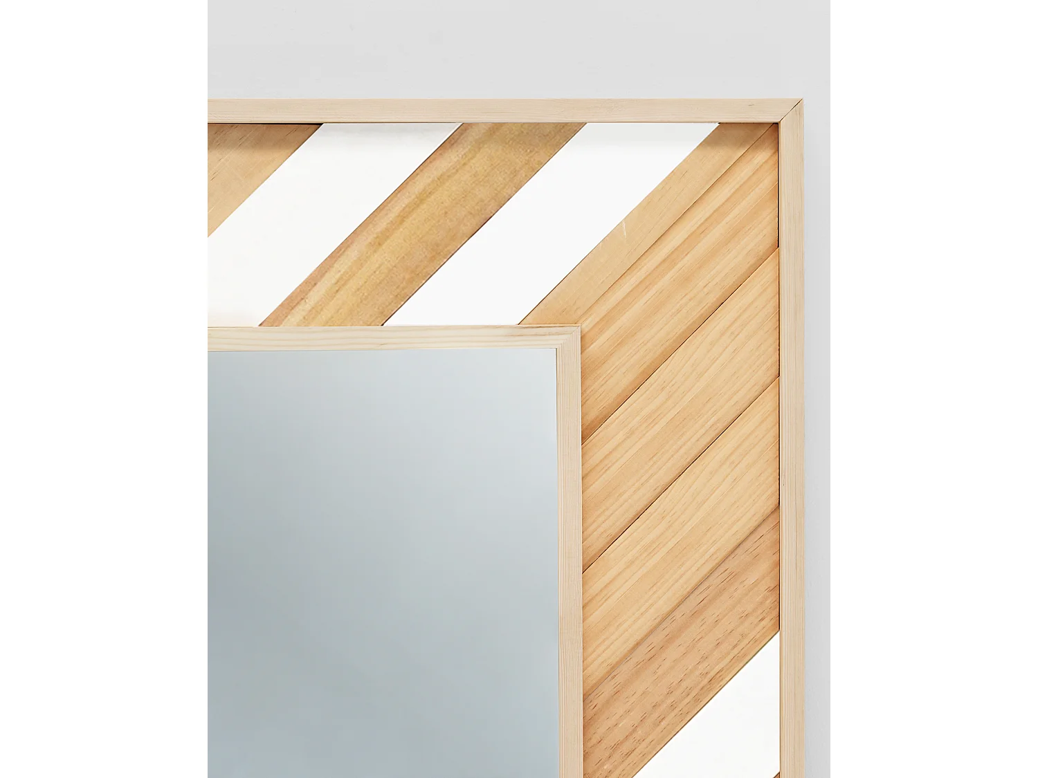 Espejo de madera maciza en tono natural y blanco de 163x84cm - ZAZOO - DECOWOOD