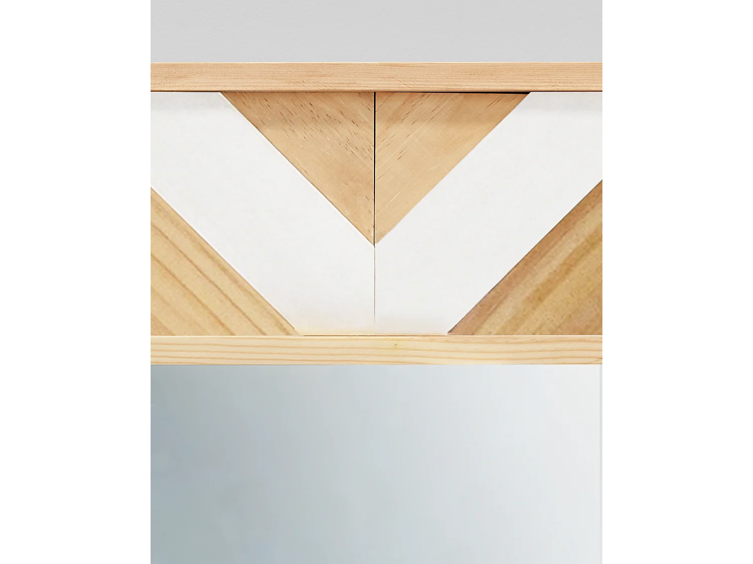 Espejo de madera maciza en tono natural y blanco de 163x84cm - ZAZOO - DECOWOOD