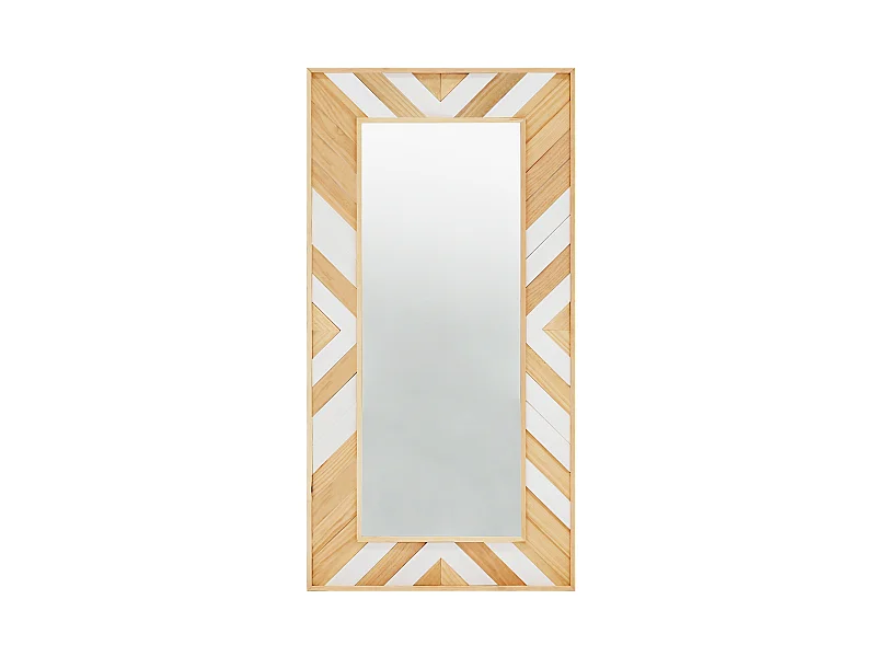 Espejo de madera maciza en tono natural y blanco de 163x84cm - ZAZOO - DECOWOOD