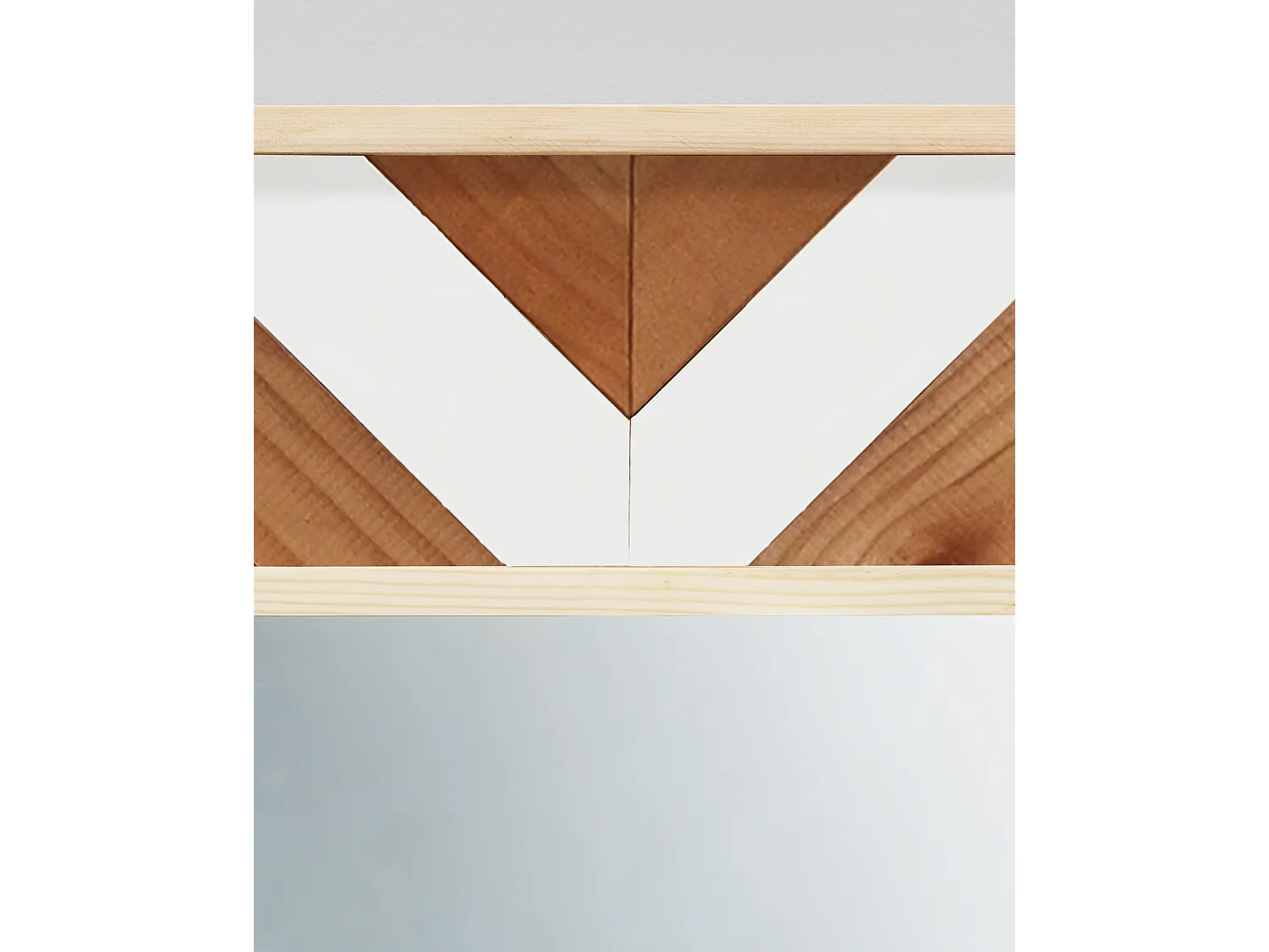 Espejo de madera maciza en tono roble oscuro, natural y blanco de 163x84cm - MOSAIK - DECOWOOD