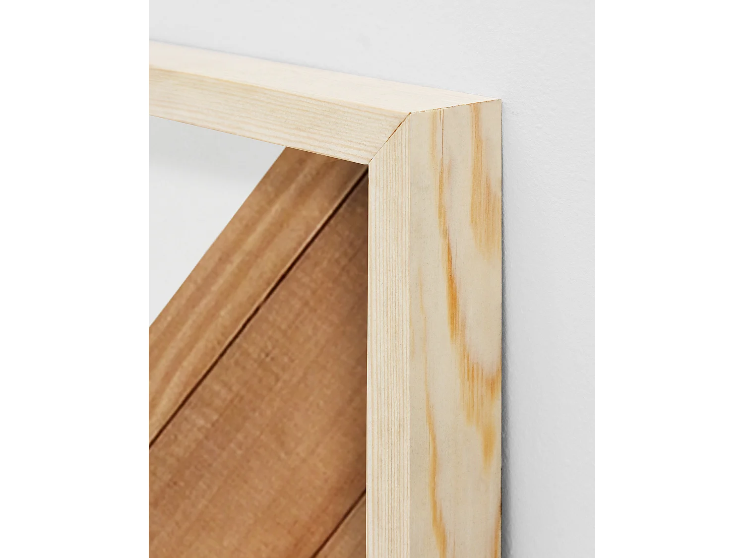 Espejo de madera maciza en tono roble oscuro, natural y blanco de 163x84cm - MOSAIK - DECOWOOD