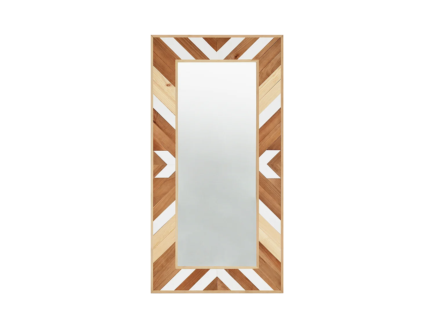 Espejo de madera maciza en tono roble oscuro, natural y blanco de 163x84cm - MOSAIK - DECOWOOD