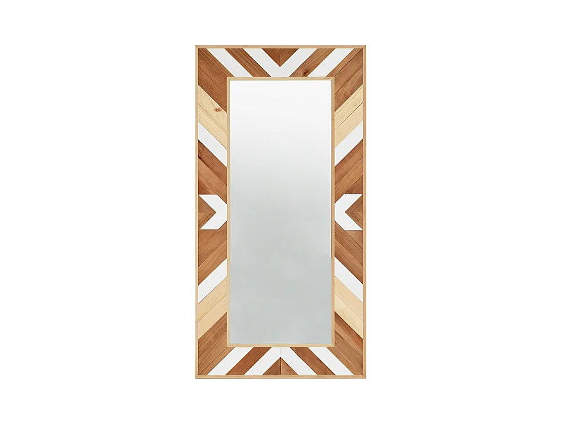 Espejo de madera maciza en tono roble oscuro, natural y blanco de 163x84cm - MOSAIK - DECOWOOD