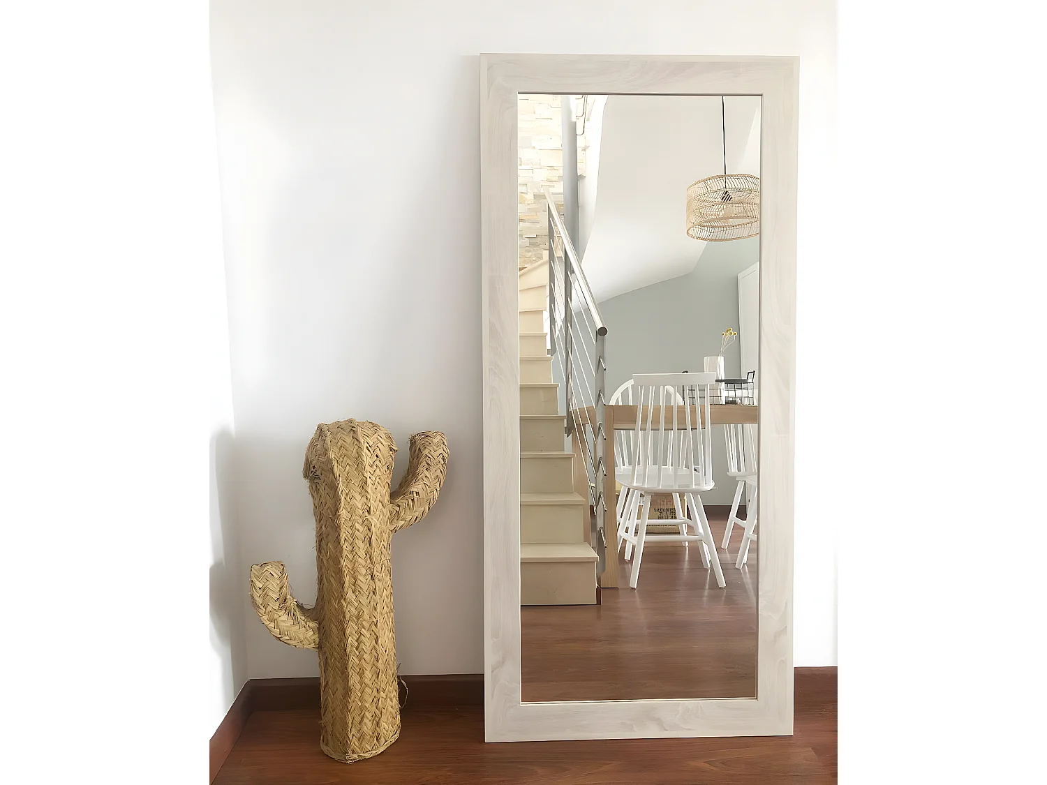 Espejo de madera color beige de 70x150cm - SAND - DECOWOOD