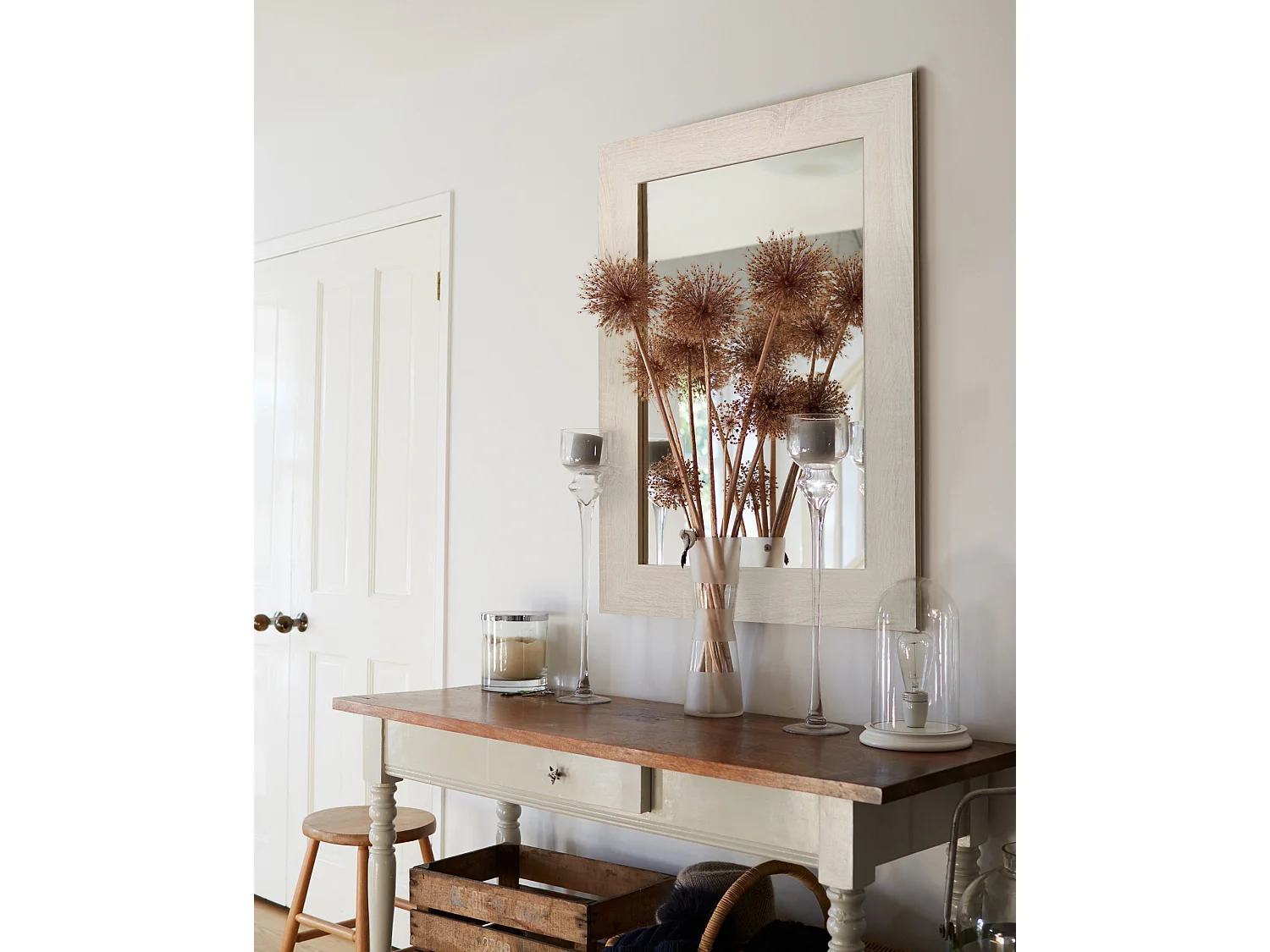 Espejo de madera color beige de 70x150cm - SAND - DECOWOOD