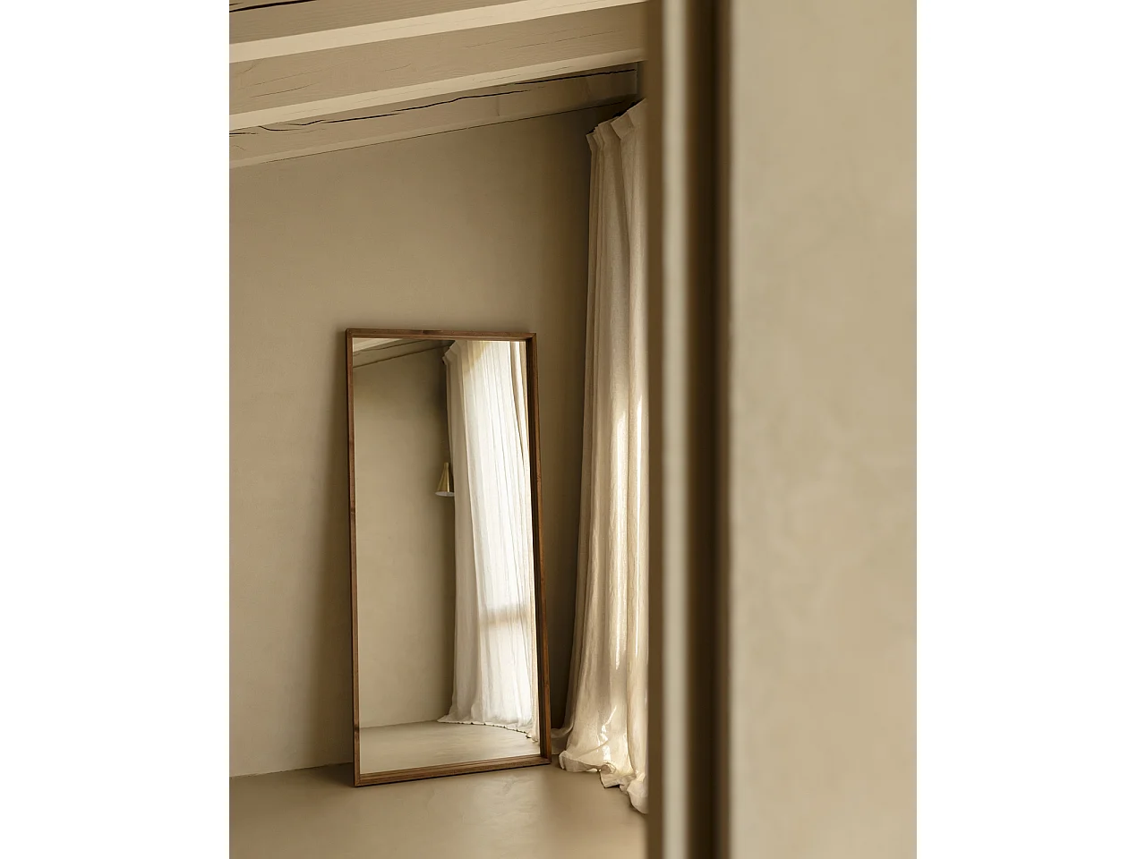 Espejo de madera maciza tono roble oscuro de 160x60cm - WALLS - DECOWOOD