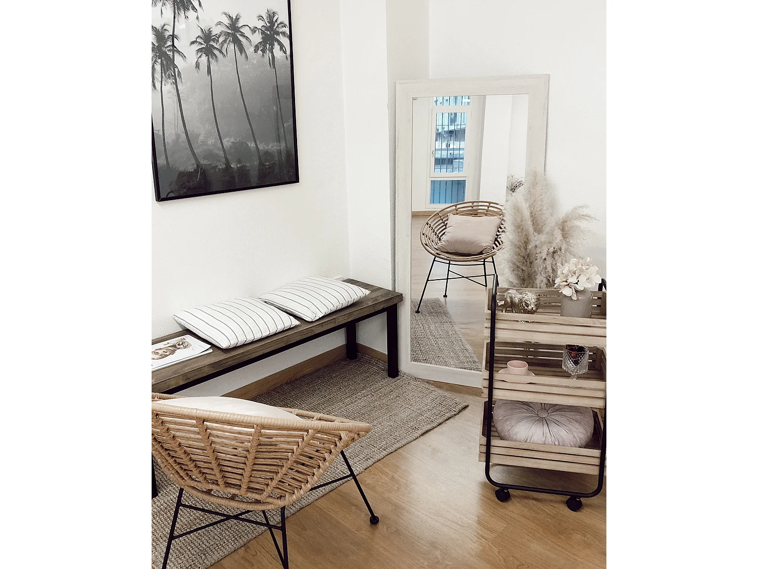 Espejo de madera decapado blanco de 60x80cm - MATE - DECOWOOD