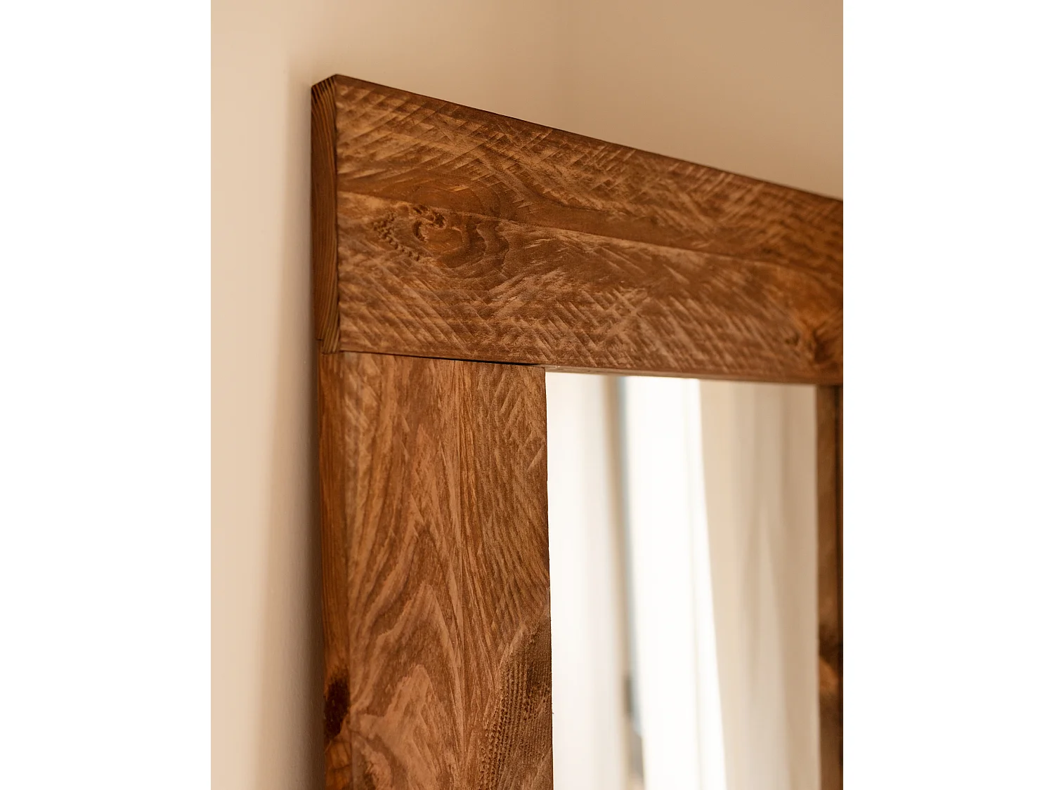 Espejo de madera maciza tono roble oscuro de 165x65cm - IZAL - DECOWOOD