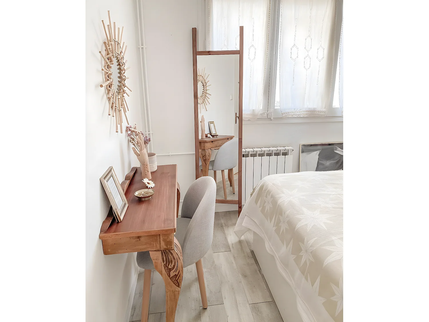 Espejo de madera maciza tono roble oscuro de 45x180cm - STAIRS - DECOWOOD