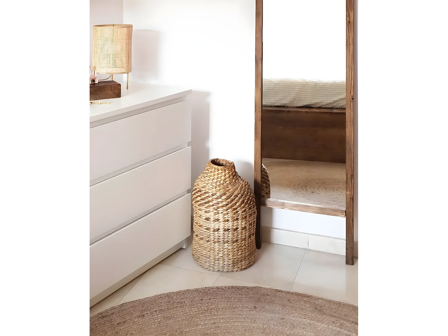 Espejo de madera maciza tono roble oscuro de 45x180cm - STAIRS - DECOWOOD