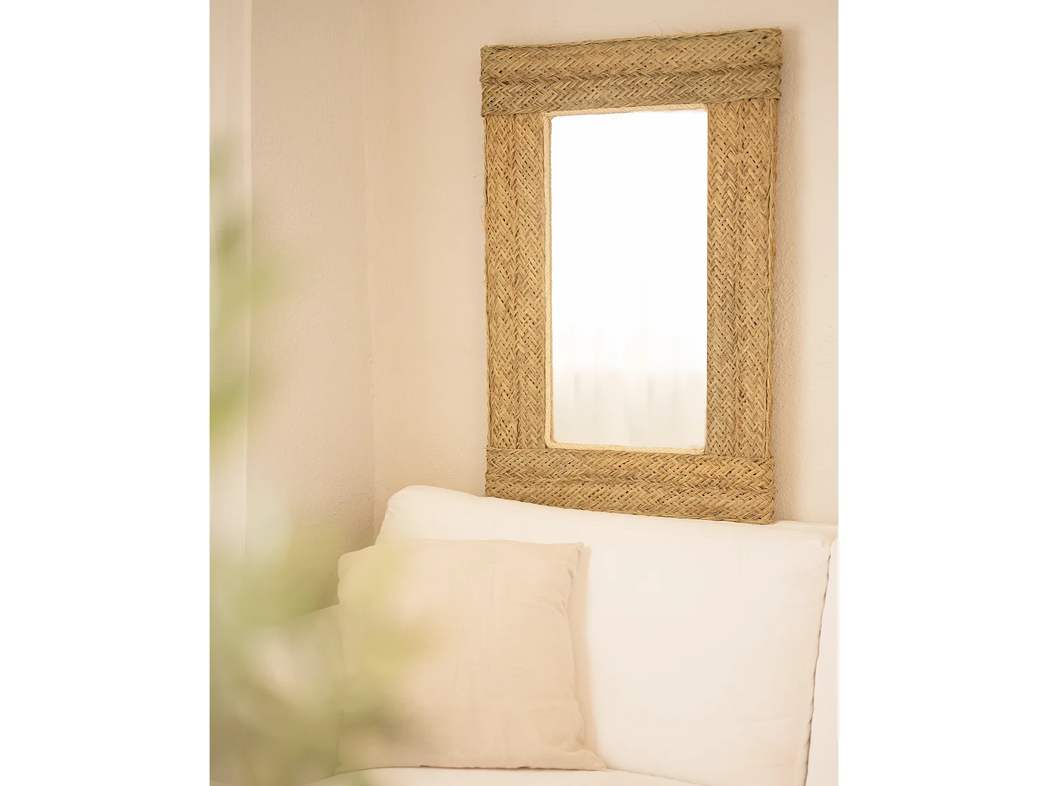 Espejo de esparto de 97x63cm - FRIDA - DECOWOOD