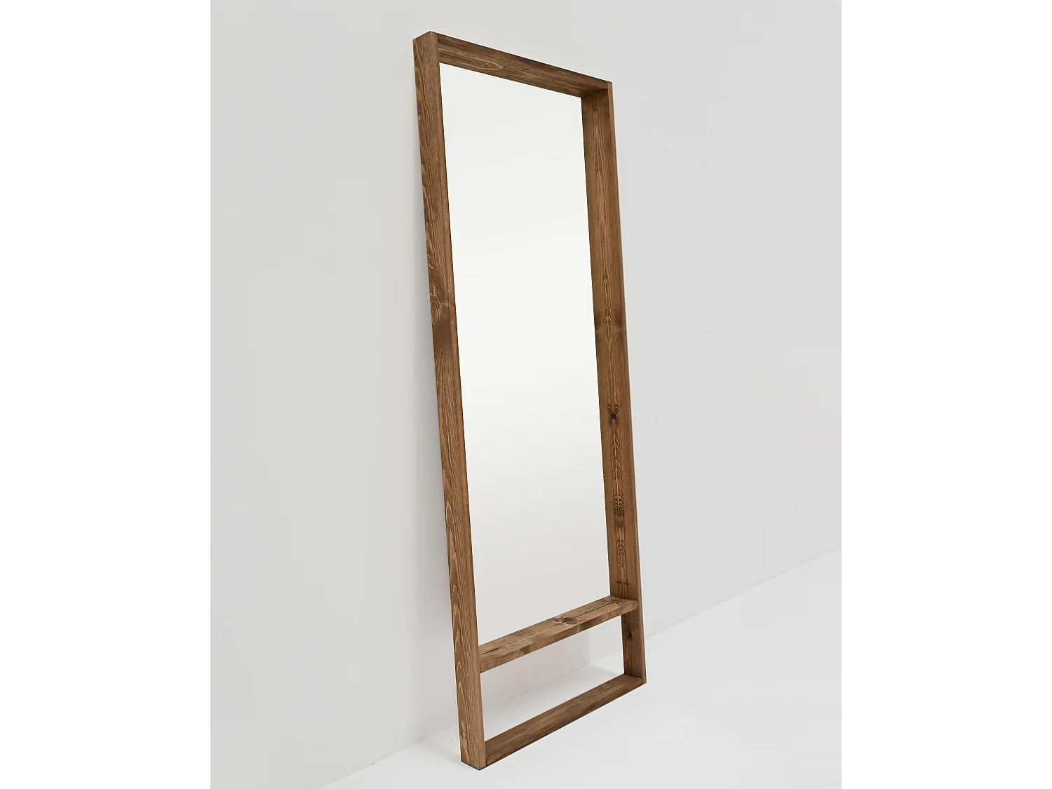 Espejo de madera maciza tono roble oscuro de 160x60cm - WALLS - DECOWOOD