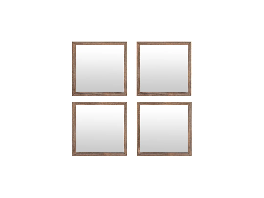 Set de 4 miroirs en bois 30x30cm