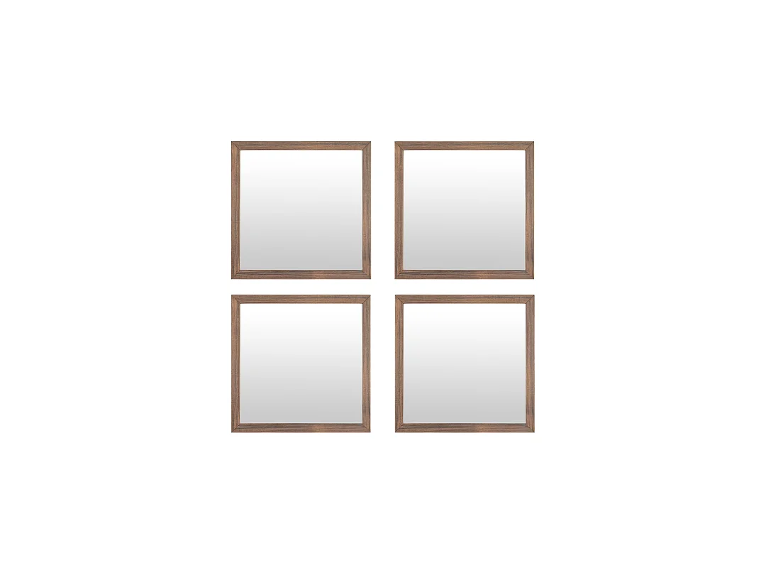 Set de 4 miroirs en bois 30x30cm