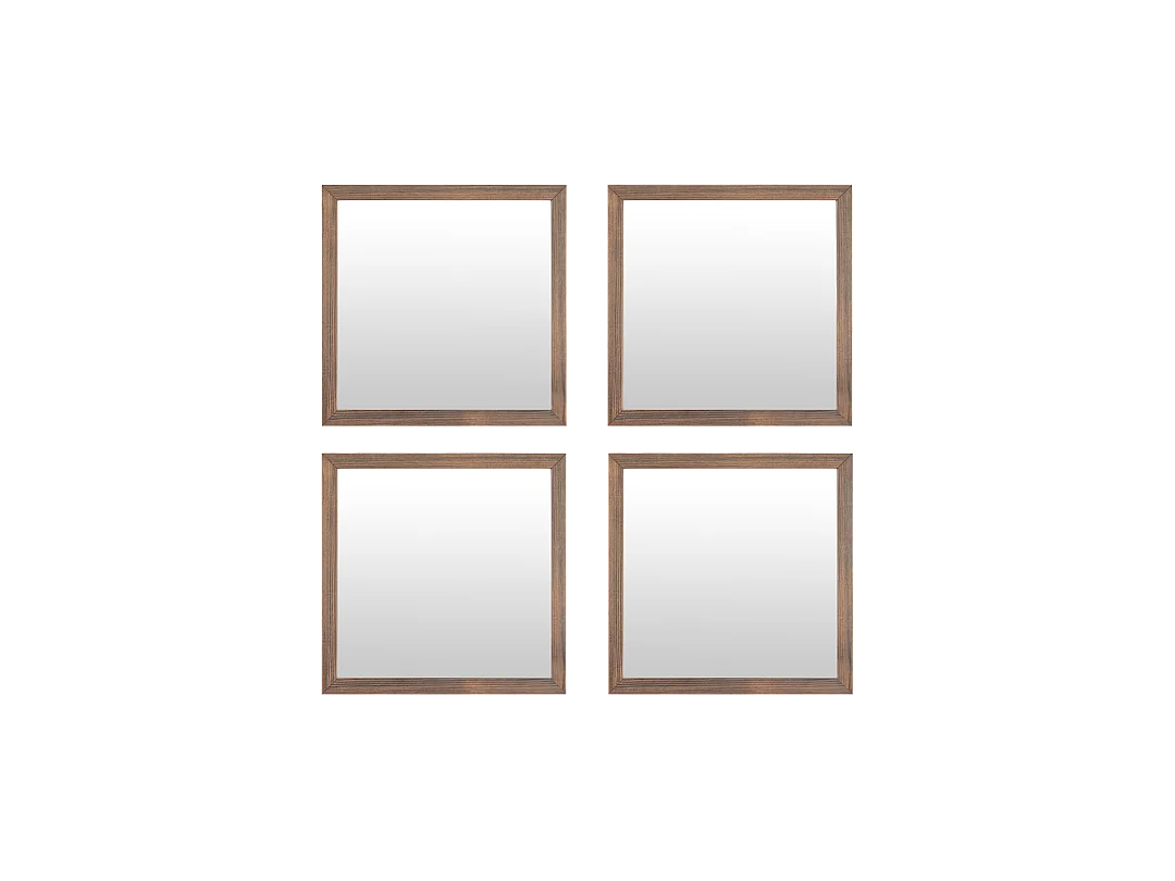 Set de 4 miroirs en bois 30x30cm